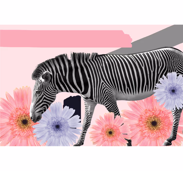 Living room roller blind collage style zebra art - TenStickers