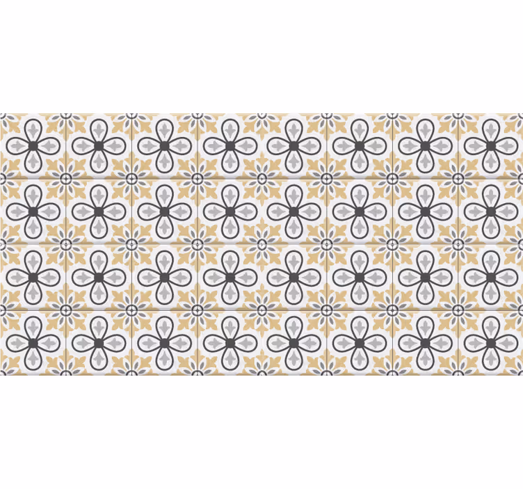 Beige roller blind with vintage kitchen tiles - TenStickers