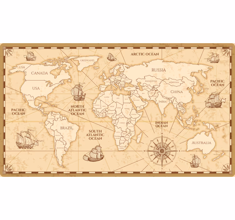Beige roller blind vintage world map design - TenStickers