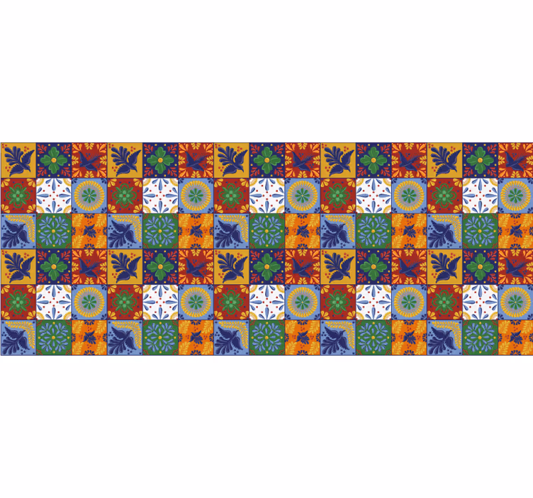 Bedroom roller blind with vibrant mexican tiles - TenStickers