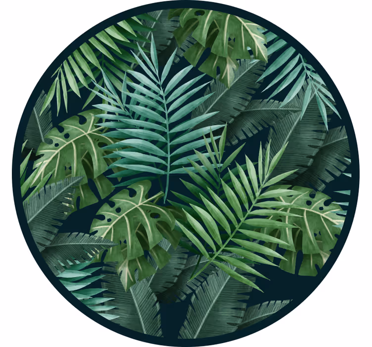 Bedroom roller blind with circular exotic green leaves - TenStickers