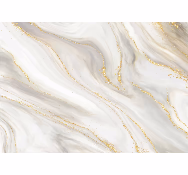 White roller blind with white and gold marble design - TenStickers