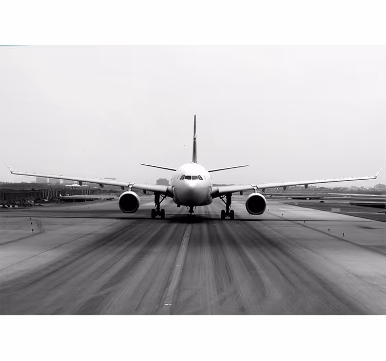 Gray roller blind plane on the runway - TenStickers