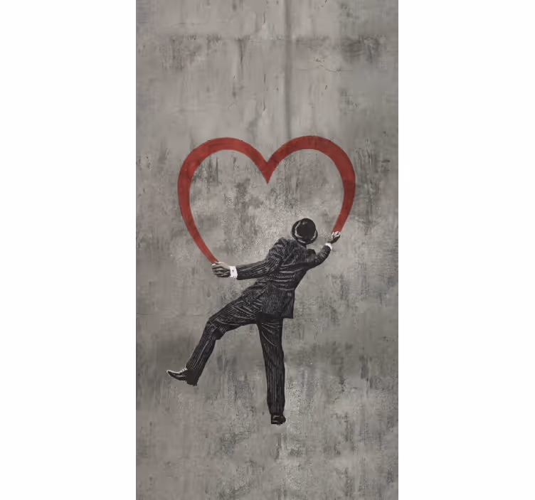 Gray roller blind with banksy heart graffiti - TenStickers