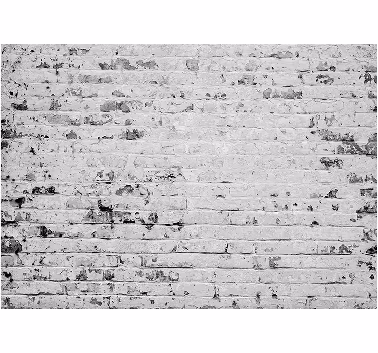 Gray roller blind worn white brick texture mural - TenStickers