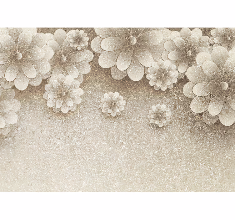 Beige roller blind with 3d flower effect in grey - TenStickers