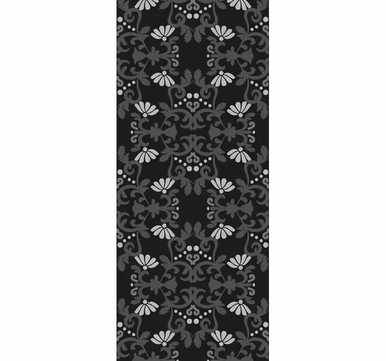 Vintage roller blind in black classic damask style - TenStickers
