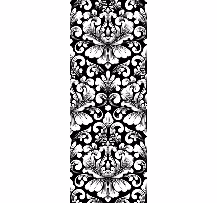 Vintage roller blind in black and white damask design - TenStickers