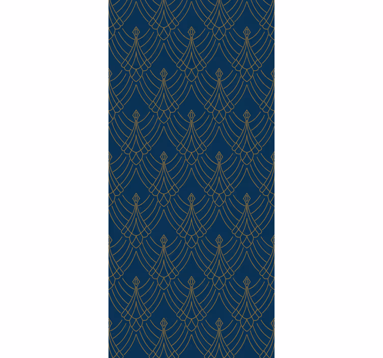 Vintage roller blind in blue and gold art decor - TenStickers