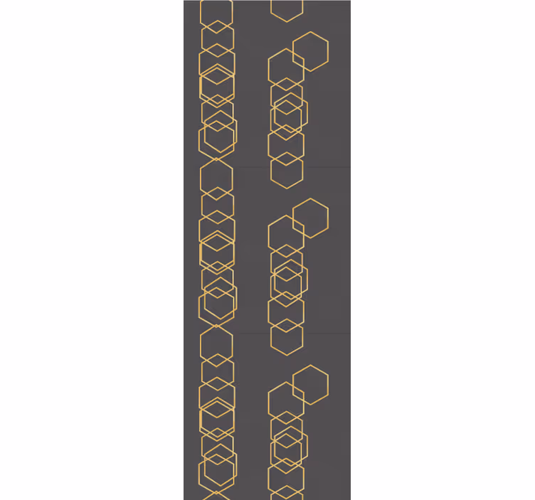 Vintage roller blind in gray texture with gold hexagons - TenStickers