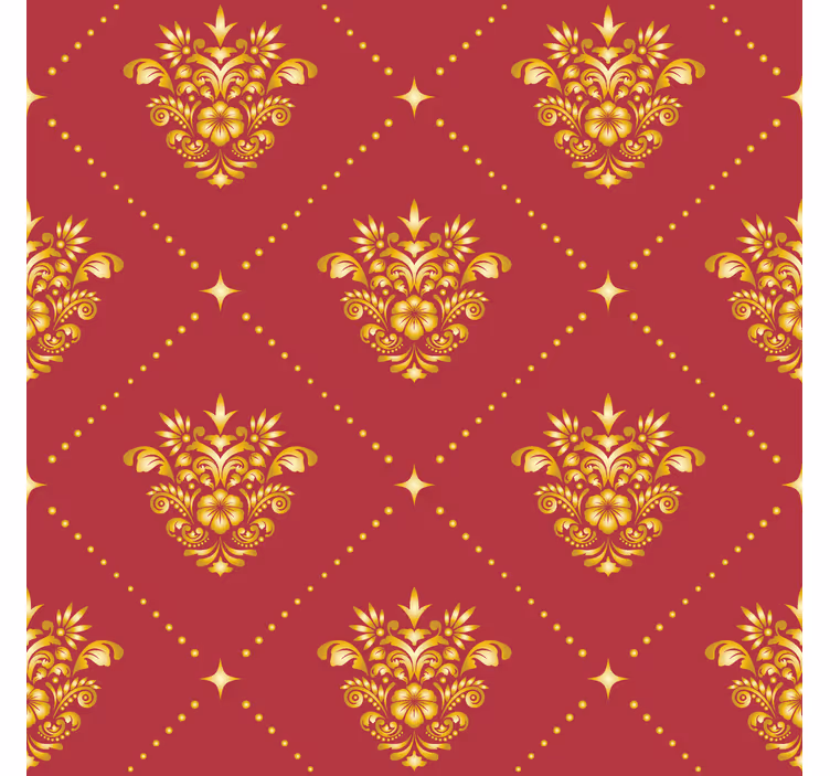 Vintage roller blind golden damask design - TenStickers