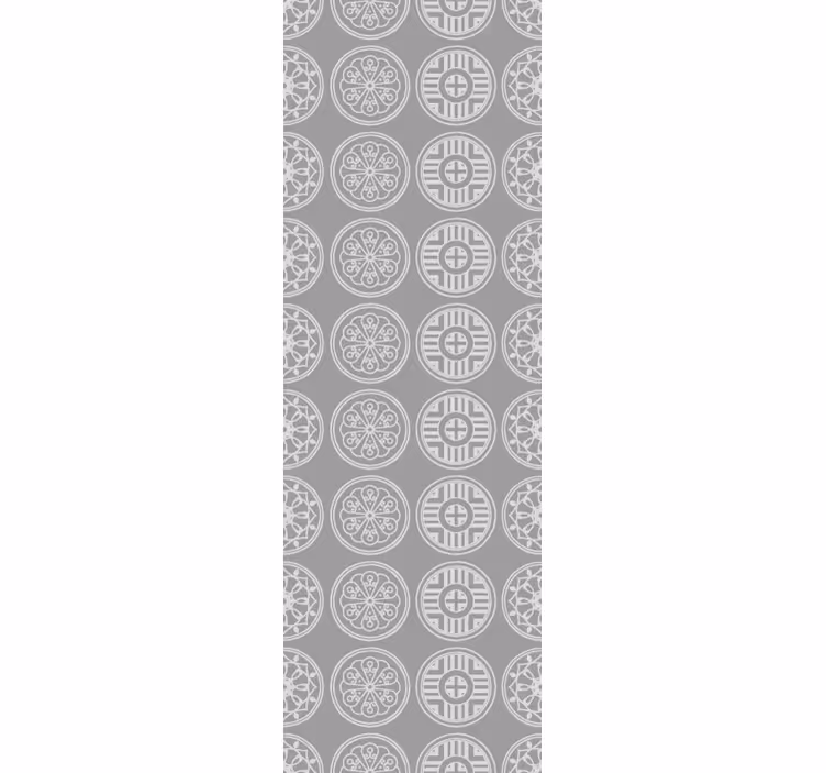 Vintage roller blind with grey traditional korean patterns - TenStickers