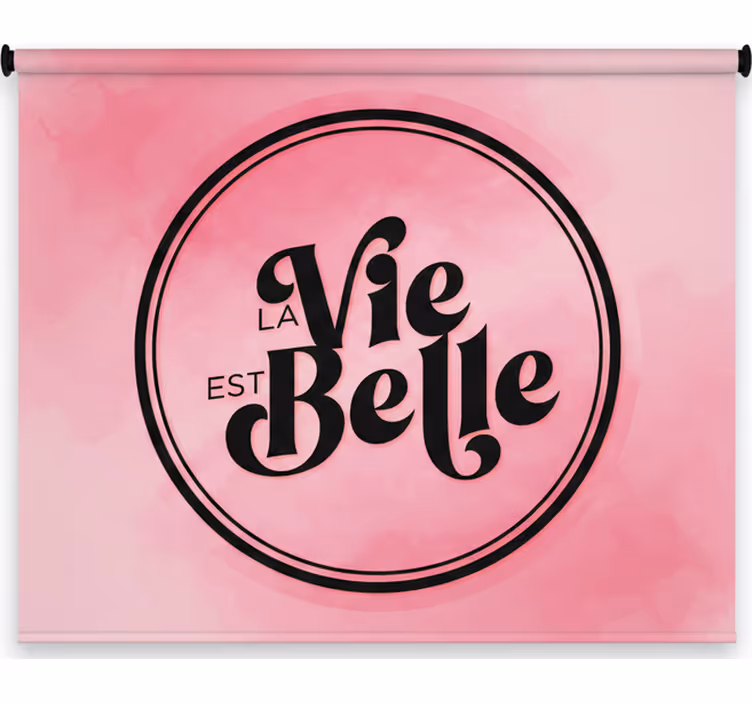 Pink roller blind with black text on pink background - TenStickers