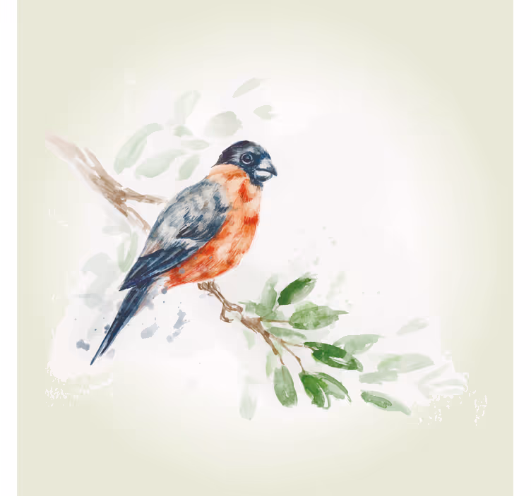 Living room roller blind pastel bird on tree branch - TenStickers