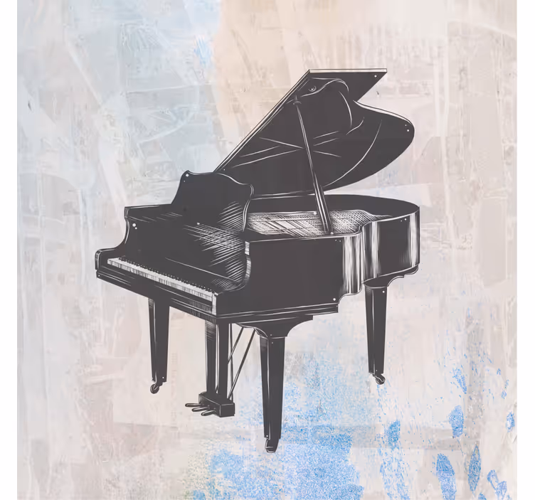 Living room roller blind shabby chic piano art - TenStickers