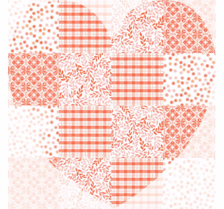 Living room roller blind patchwork red and white hearts - TenStickers