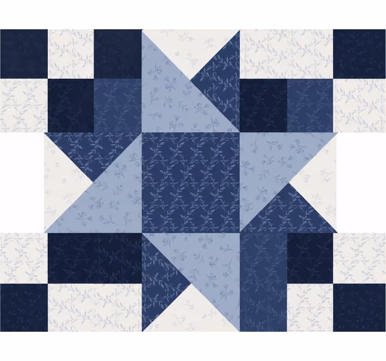 Living room roller blind patchwork blue star triangle - TenStickers