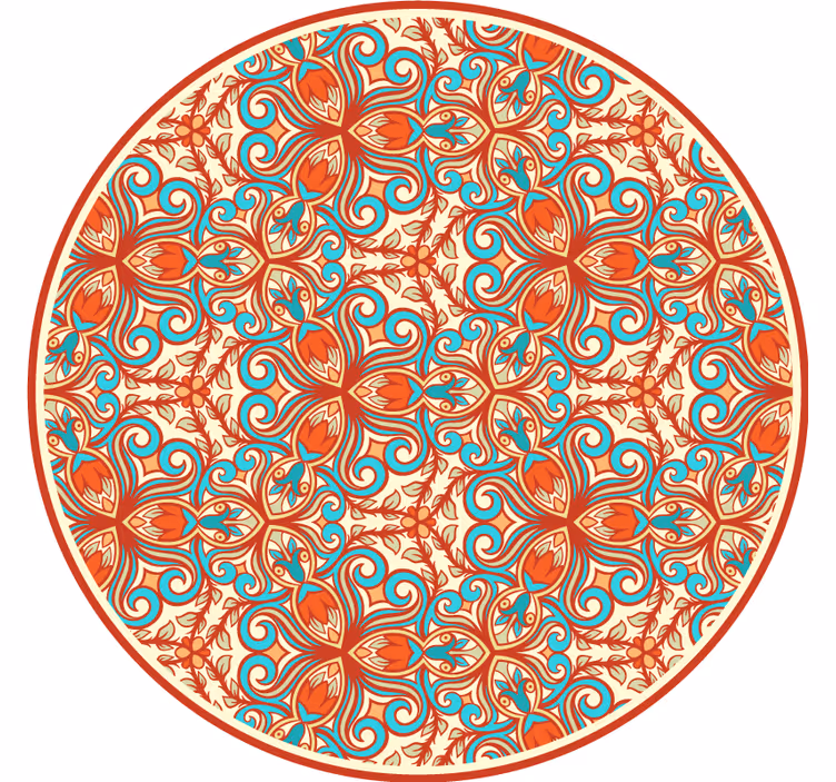 Bedroom roller blind with blue and orange patterns - TenStickers