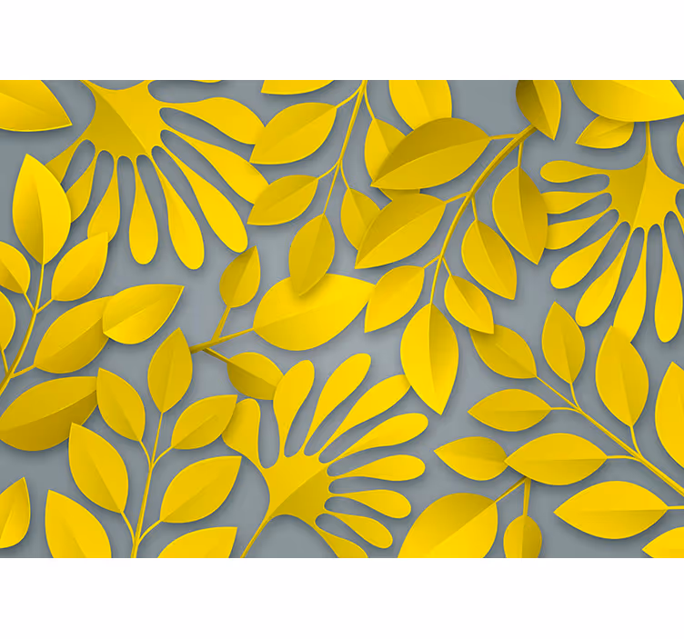 Bedroom roller blind in grey and yellow leaves - TenStickers