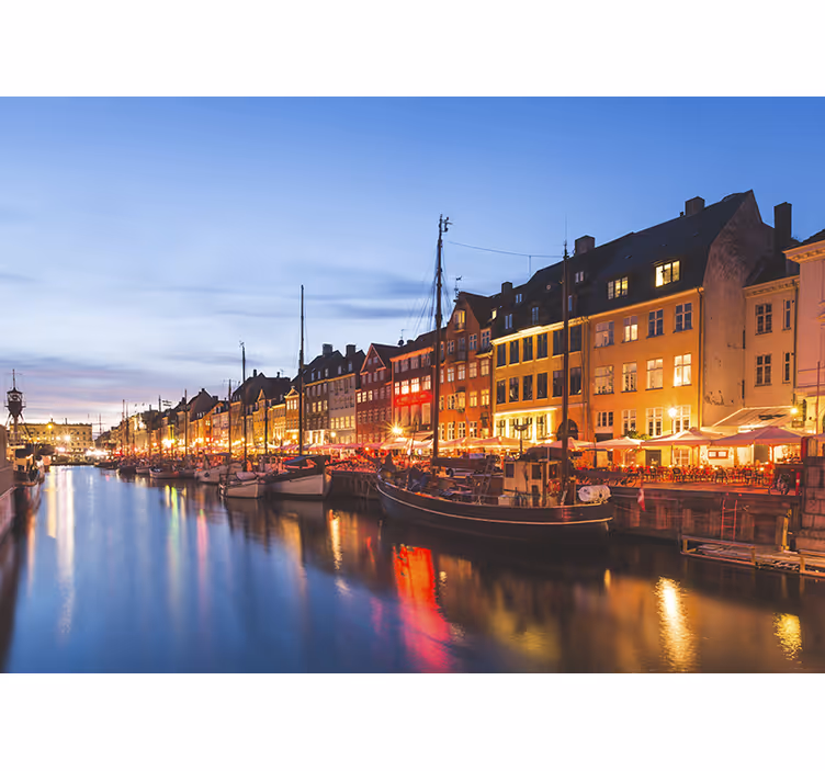 Bedroom roller blind colorful copenhagen houses - TenStickers