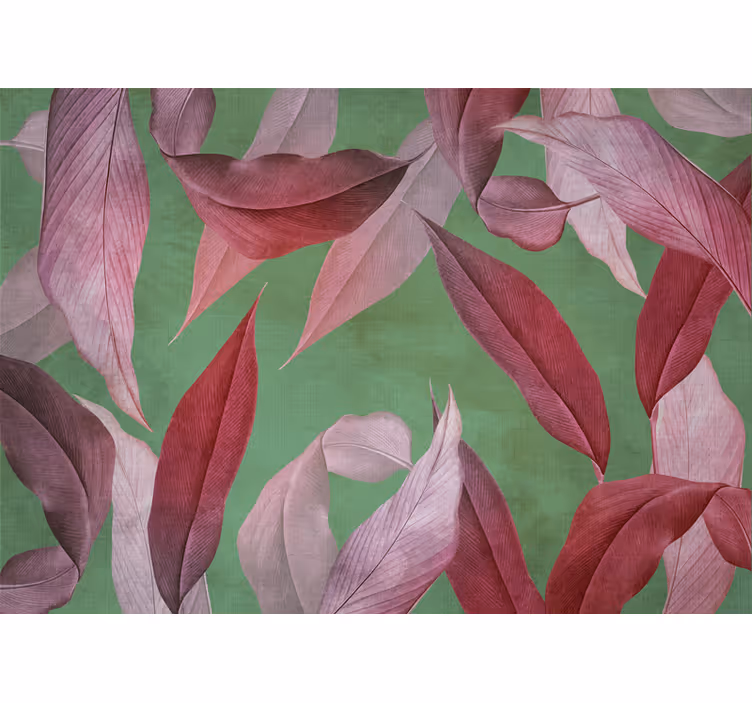 Bedroom roller blind in red and purple leaves on turquoise - TenStickers