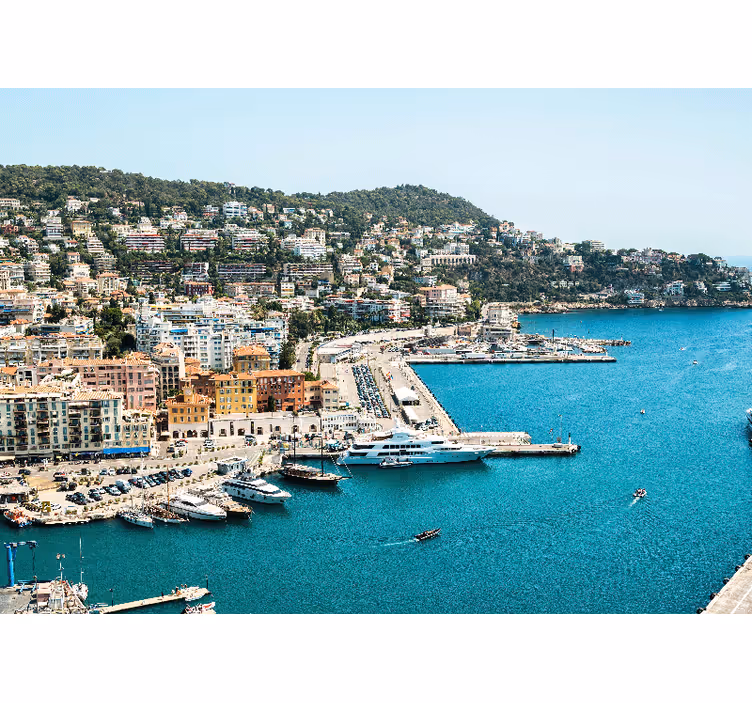Bedroom roller blind french riviera harbor view - TenStickers