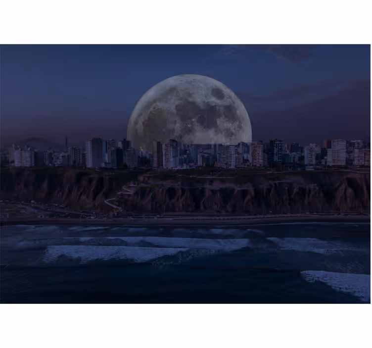 Bedroom roller blind with nighttime views of costa verde - TenStickers
