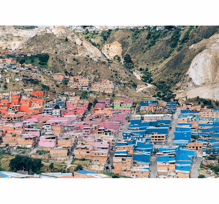 Bedroom roller blind inspired by bogota's colorful houses - TenStickers