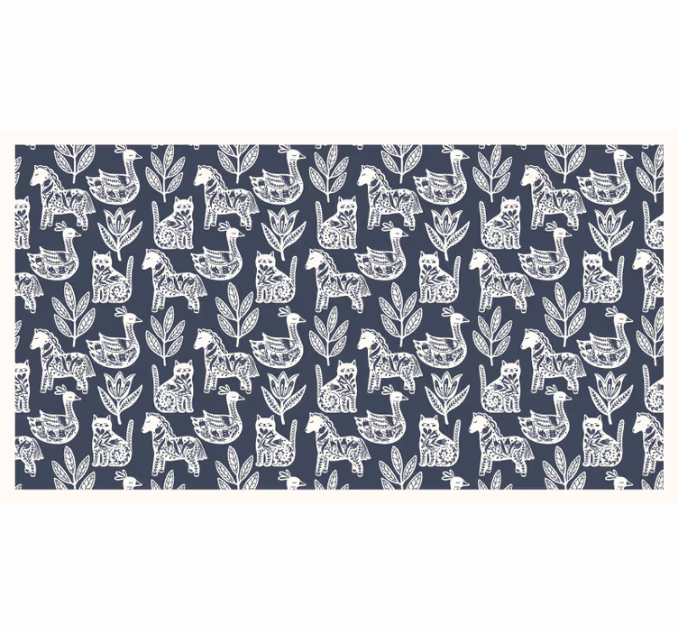 Gray roller blind with folk horse pattern - TenStickers