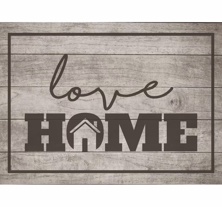 Gray roller blind love home on gray wooden plank - TenStickers