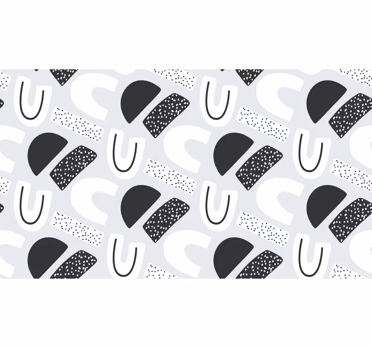 Gray roller blind with 80's black and white pattern - TenStickers