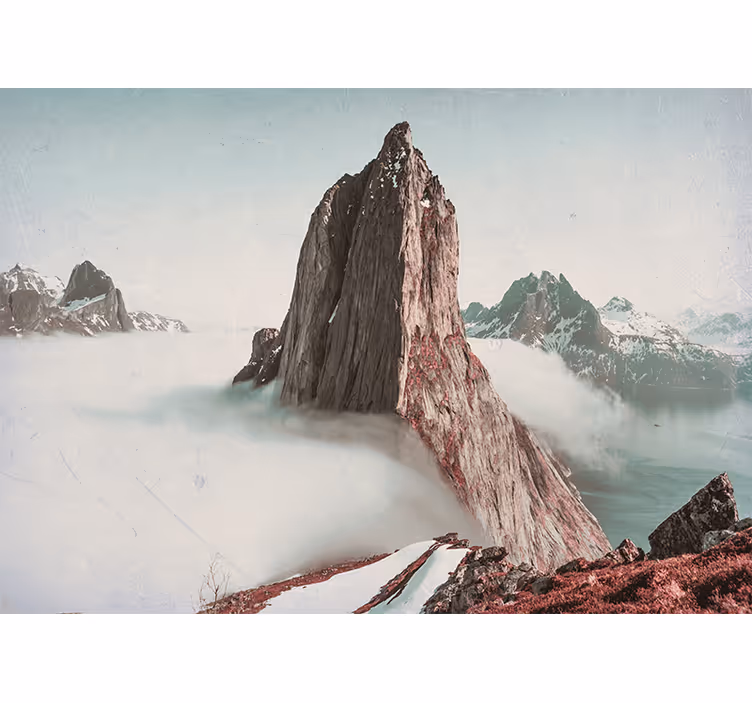 Bedroom roller blind mountains in fog norway - TenStickers