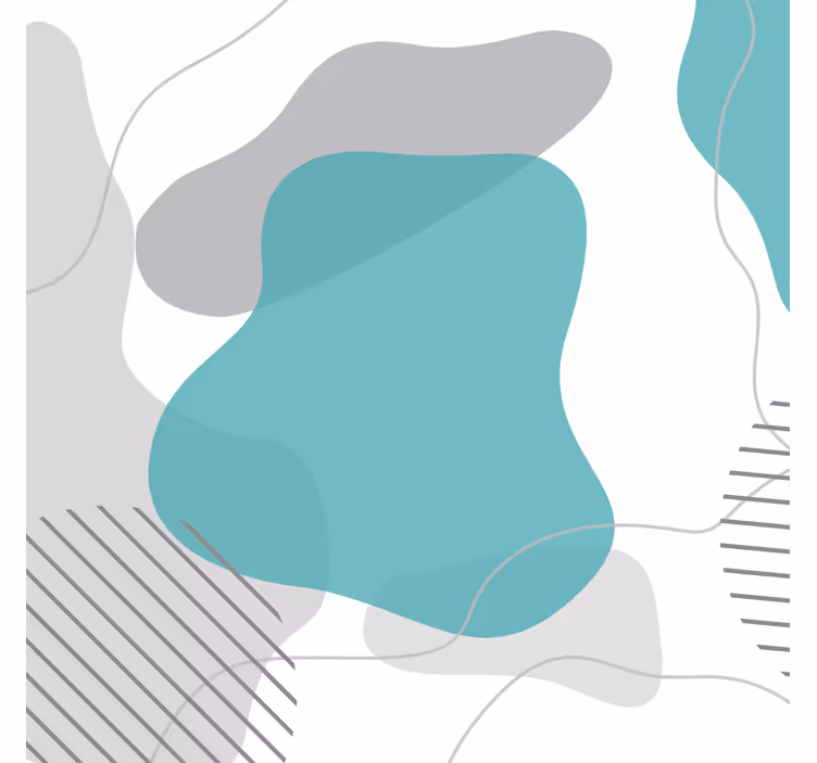 Living room roller blind in blue and green art forms - TenStickers