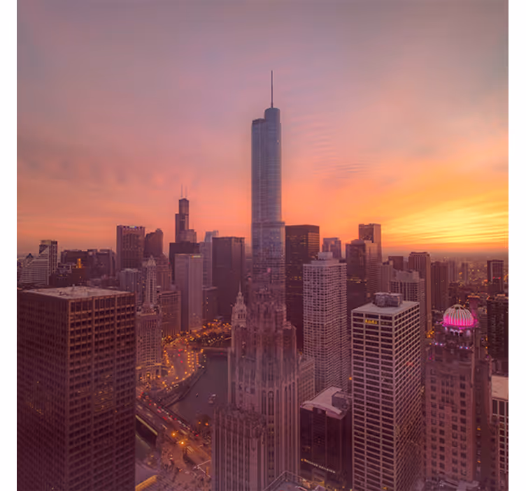 Living room roller blind new york sunset - TenStickers