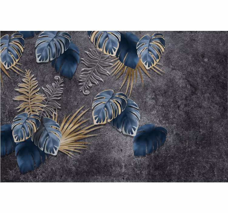 Living room roller blind with 3d plant design on concrete - TenStickers
