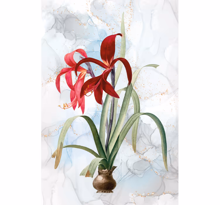 Living room roller blind artistic lily design - TenStickers