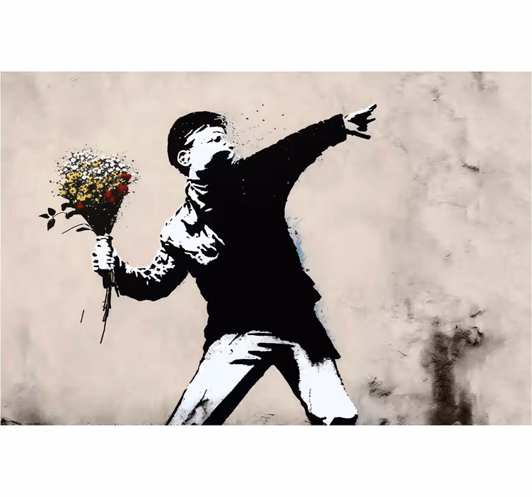 Living room roller blind street art boy design - TenStickers