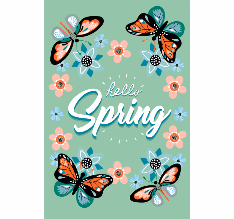 Living room roller blind hello spring - TenStickers