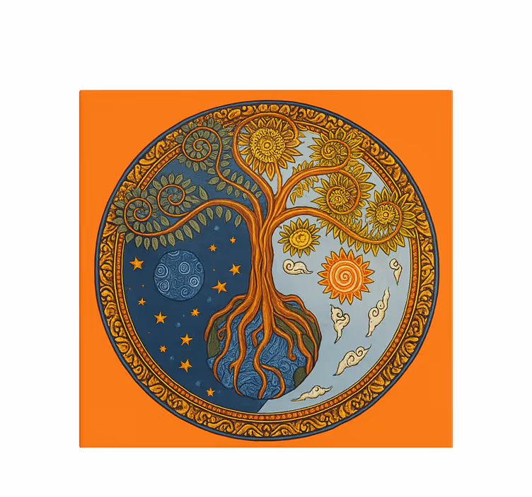 Living room roller blind tree of life design - TenStickers