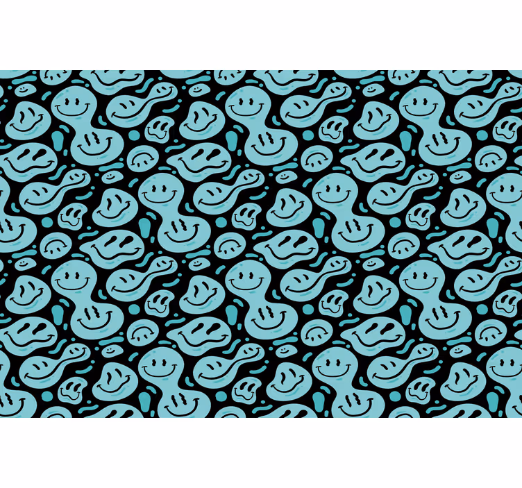 Bedroom roller blind with black and blue smiles - TenStickers