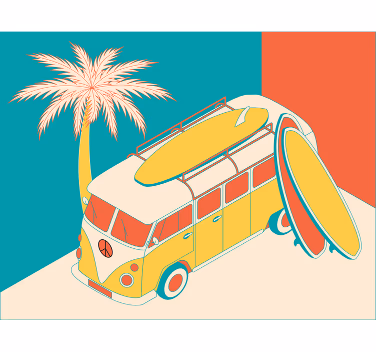 Hippy mini bus bedroom roller blind - TenStickers