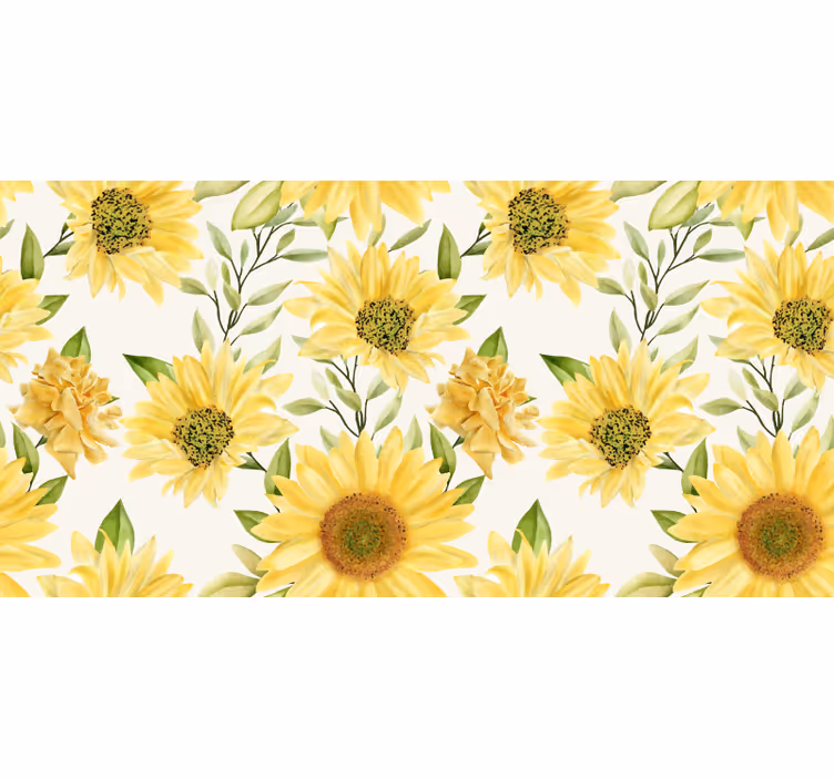 Bedroom roller blind with sunflower white background - TenStickers