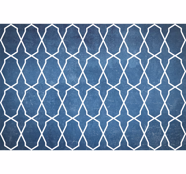 Bedroom roller blind in white and blue diamond waves - TenStickers