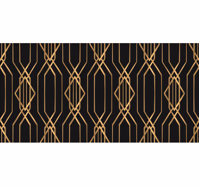 Bedroom roller blind with geometric black and gold squares - TenStickers