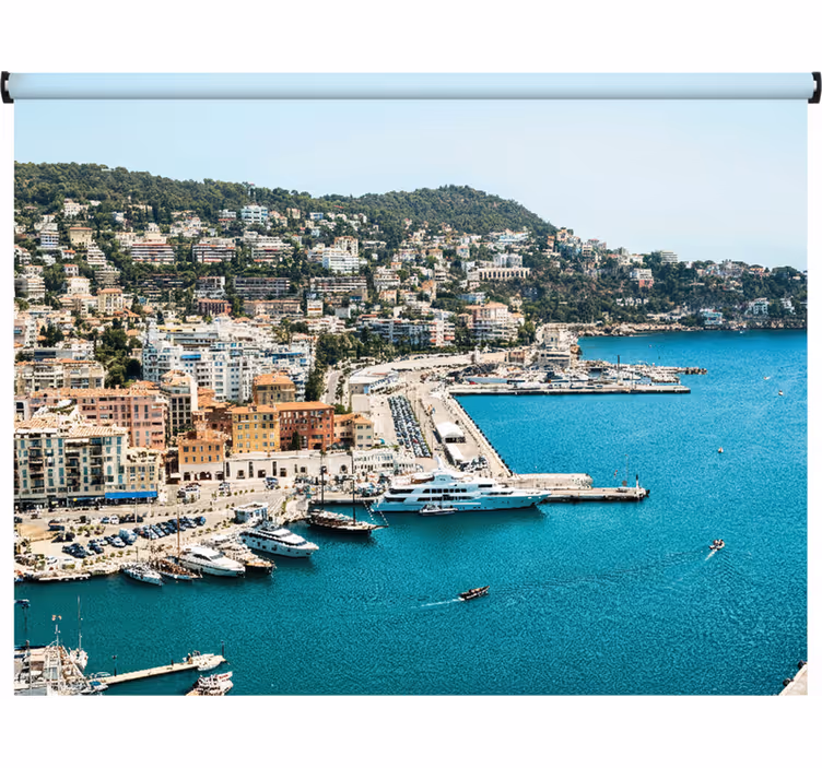 Bedroom roller blind french riviera harbor design - TenStickers
