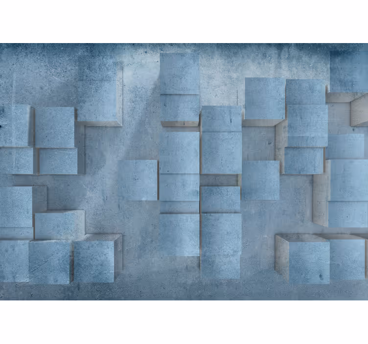 Bedroom roller blind with 3d stone cube design - TenStickers