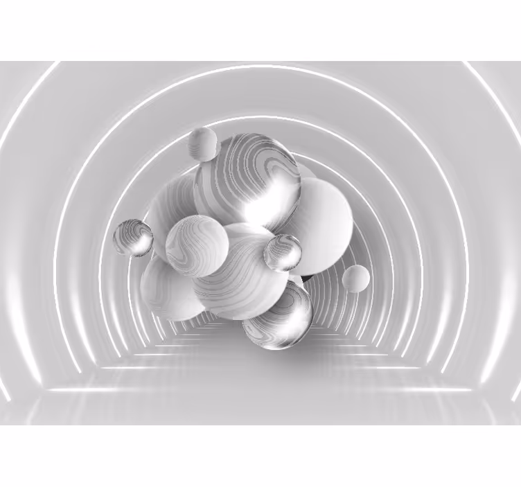 White roller blind with white balls in a tunnel - TenStickers