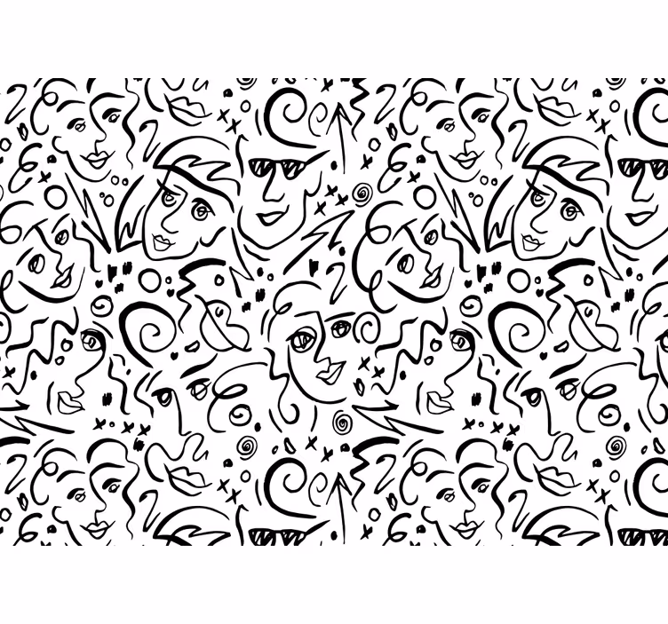 White roller blind black and white graffiti design - TenStickers