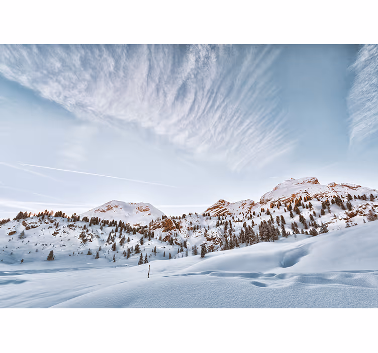White roller blind snow-capped mountains - TenStickers