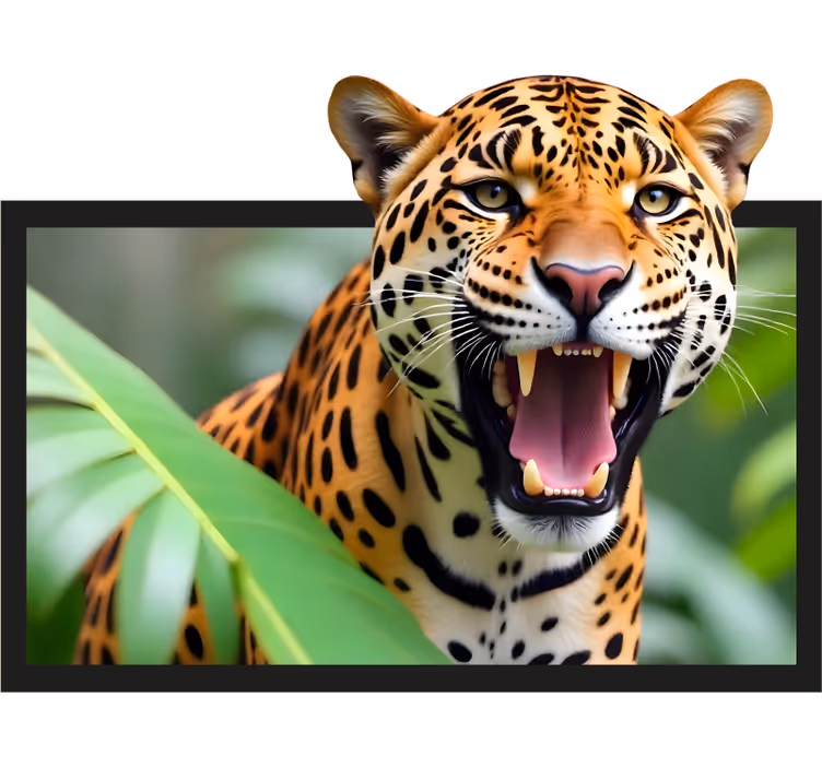 Living room roller blind leopard in a frame - TenStickers